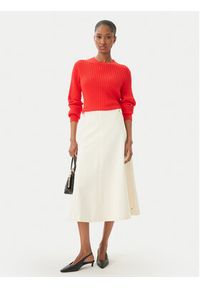 TOMMY HILFIGER - Tommy Hilfiger Spódnica midi WW0WW47886 Écru Regular Fit. Kolor: kremowy. Materiał: bawełna #3