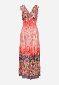 Born2be - Pomarańczowa Sukienka Boho na Lato ze Sznurkami na Ramionach i Gumką w Talii Aharleta. Kolor: pomarańczowy. Sezon: lato. Styl: boho #4