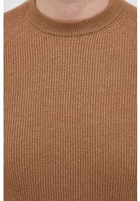 Sisley Sweter z domieszką wełny męski kolor beżowy. Okazja: na co dzień. Kolor: beżowy. Materiał: wełna. Długość rękawa: raglanowy rękaw. Styl: casual #3