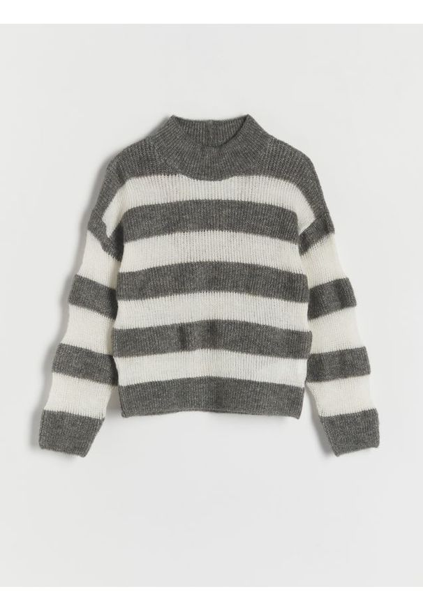 Reserved - Sweter w paski - wielobarwny. Materiał: dzianina. Wzór: paski