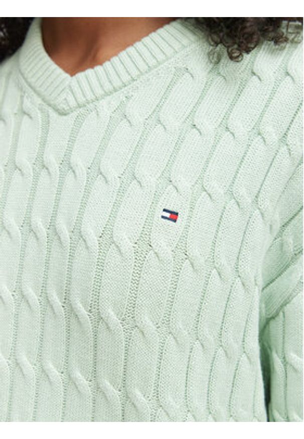 TOMMY HILFIGER - Tommy Hilfiger Sweter WW0WW48433 Zielony jasny Regular Fit. Kolor: zielony. Materiał: bawełna