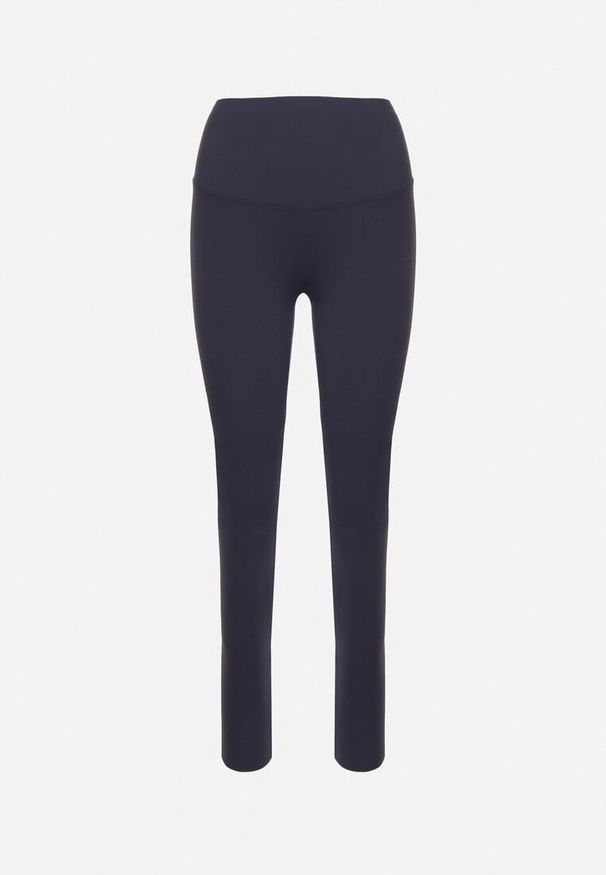 Born2be - Niebieskie Legginsy z Wysokim Stanem i Szeroką Gumką w Pasie Lalar. Stan: podwyższony. Kolor: niebieski. Materiał: dzianina
