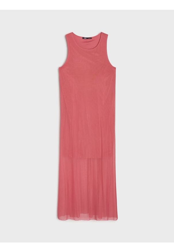 Sinsay - Sukienka babydoll maxi - różowy. Kolor: różowy. Długość: maxi