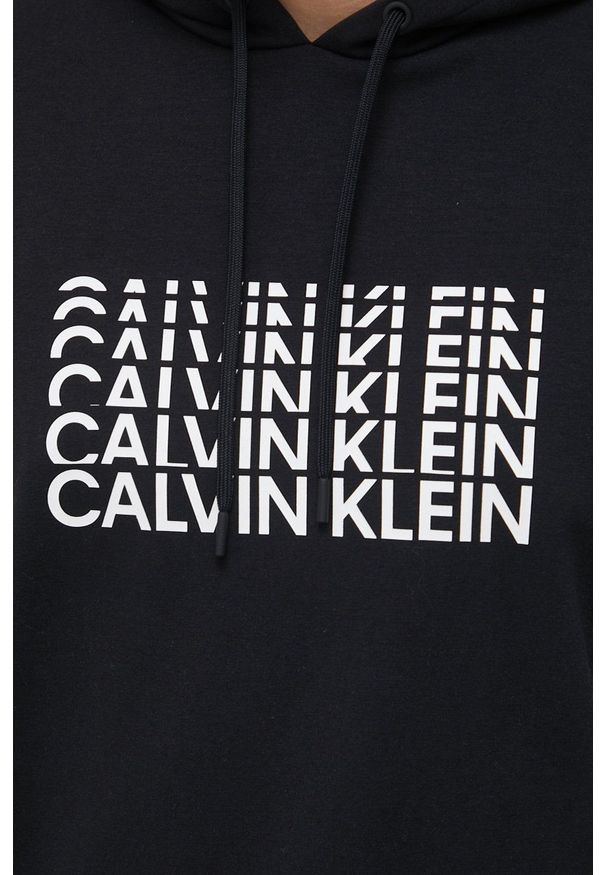 Calvin Klein Performance bluza męska kolor czarny z kapturem z nadrukiem. Okazja: na co dzień. Typ kołnierza: kaptur. Kolor: czarny. Wzór: nadruk. Styl: casual