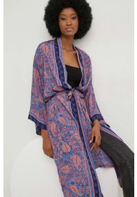 Answear Lab kimono z jedwabiem kolor niebieski. Kolor: niebieski. Materiał: jedwab #1