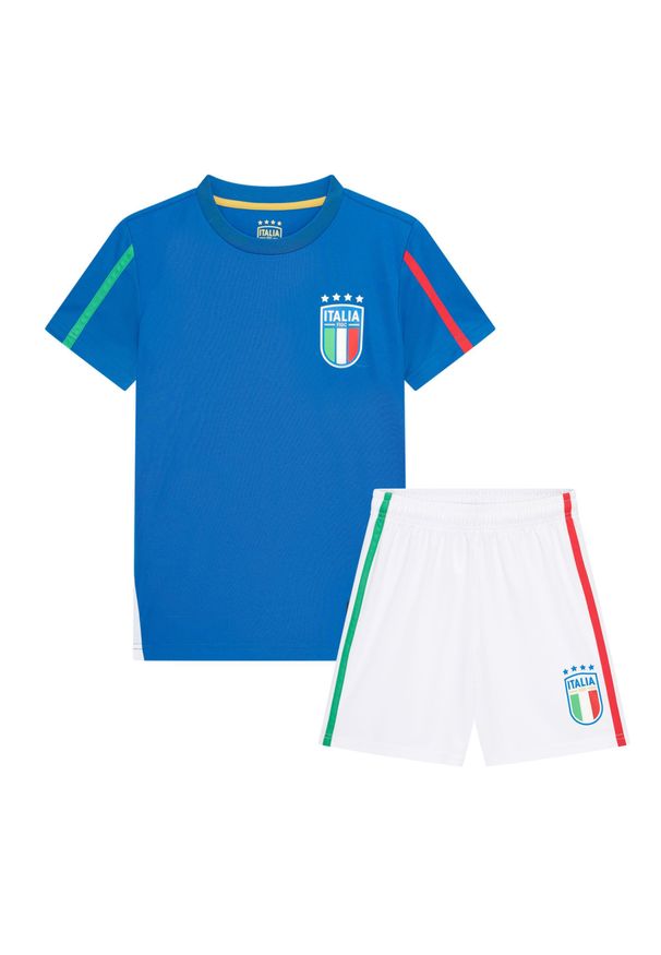 Strój FIGC Włochy. Kolor: niebieski. Materiał: poliester. Sport: piłka nożna