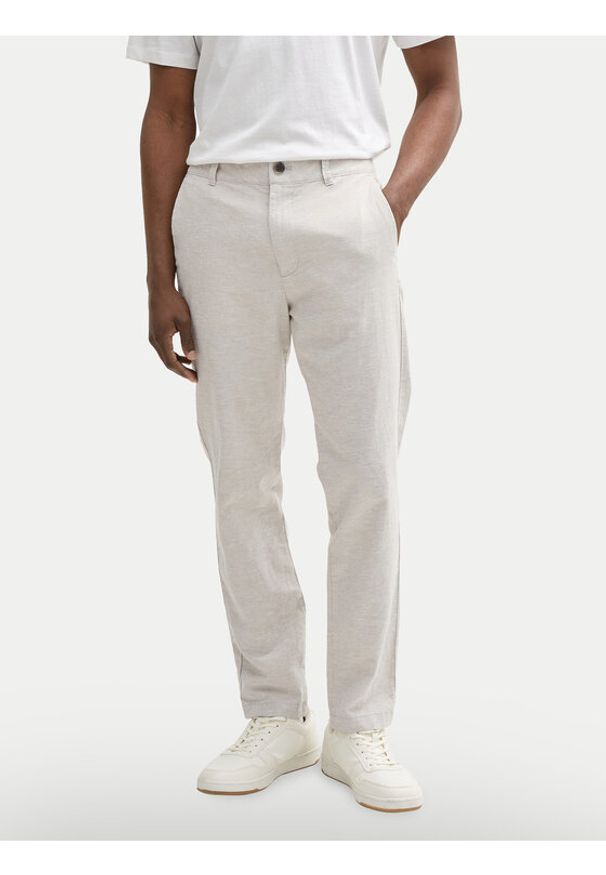 Tom Tailor Denim Spodnie materiałowe 1044843 Beżowy Tapered Fit. Kolor: beżowy. Materiał: bawełna