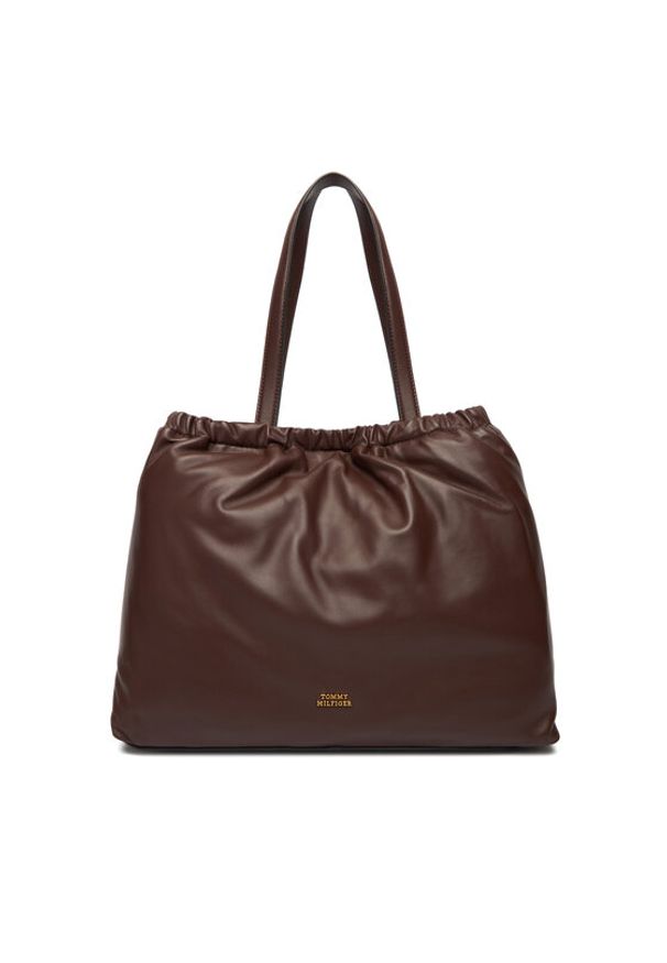 TOMMY HILFIGER - Tommy Hilfiger Torebka Soft Leather Tote AW0AW18308 Bordowy. Kolor: czerwony. Materiał: skórzane