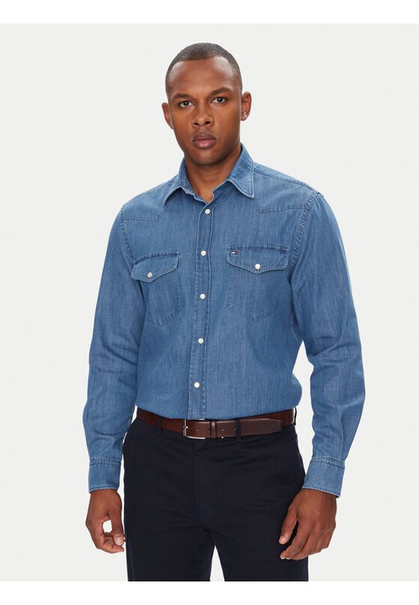 TOMMY HILFIGER - Tommy Hilfiger Koszula jeansowa MW0MW39429 Niebieski Regular Fit. Kolor: niebieski. Materiał: bawełna