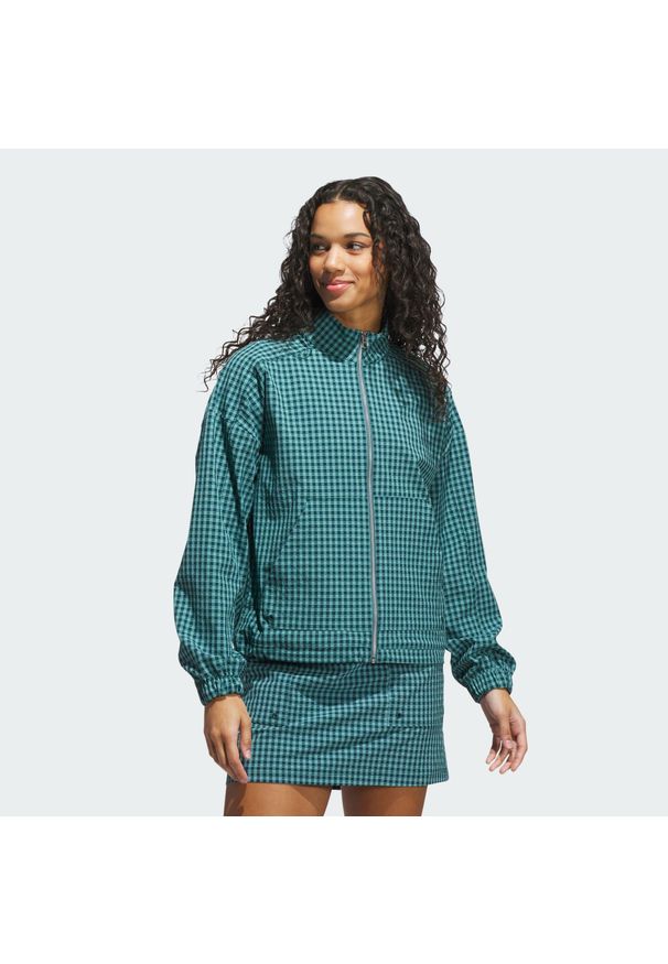 Adidas - Kurtka Ultimate365 Gingham. Typ kołnierza: golf. Kolor: zielony. Materiał: materiał. Sport: golf