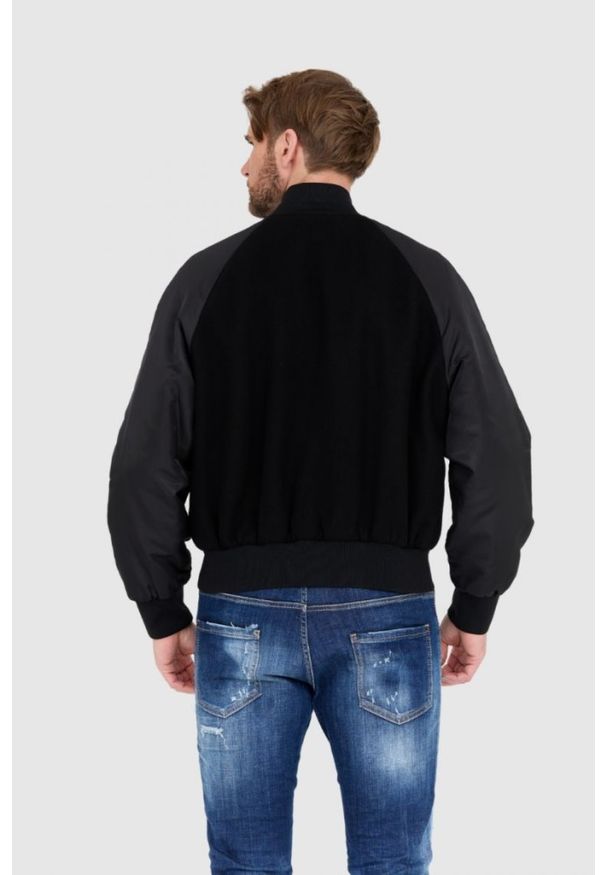Dolce and Gabbana - DOLCE & GABBANA czarna męska kurtka Wool and nylon bomber, Rozmiar 50. Kolor: czarny. Materiał: nylon