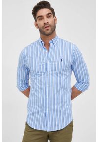 Polo Ralph Lauren koszula 710844540007 męska slim z kołnierzykiem button-down. Typ kołnierza: button down, polo. Kolor: niebieski. Materiał: tkanina #4