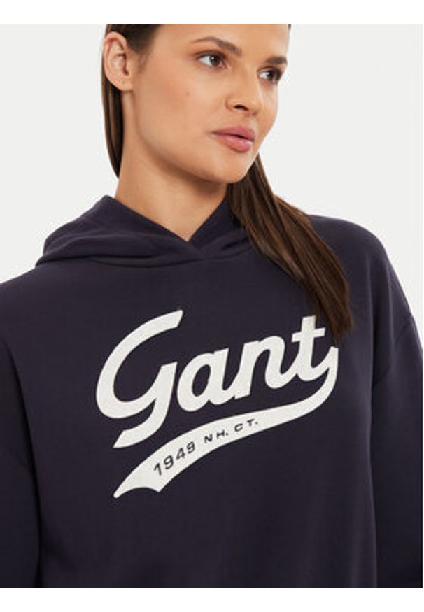 GANT - Gant Bluza 4200489 Granatowy Loose Fit. Kolor: niebieski. Materiał: bawełna