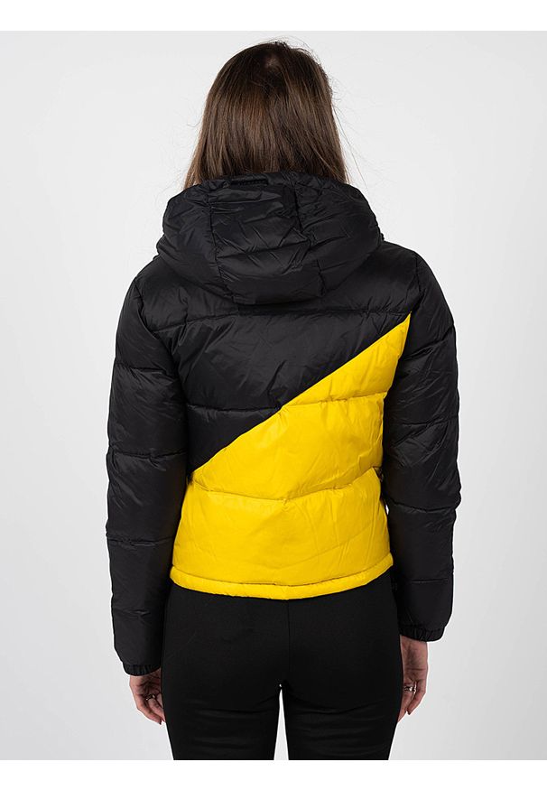 John Richmond - Richmond Sport Kurtka | UWA22085PI | Down Jacket | Kobieta | Czarny, Żółty. Typ kołnierza: kaptur. Kolor: czarny, żółty, wielokolorowy. Materiał: poliamid. Styl: sportowy
