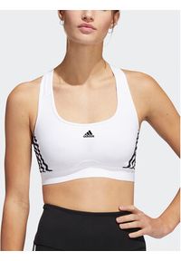 Adidas - adidas Biustonosz sportowy adidas Powerreact Training Medium-Support 3-Stripes Bra HC7897 Biały. Kolor: biały. Materiał: syntetyk #5