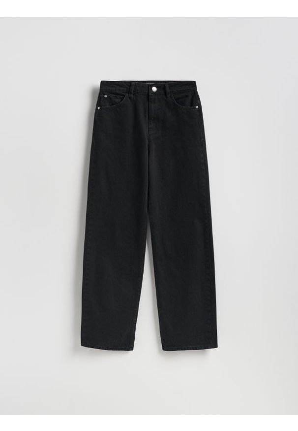 Reserved - Jeansy wide leg - czarny. Kolor: czarny
