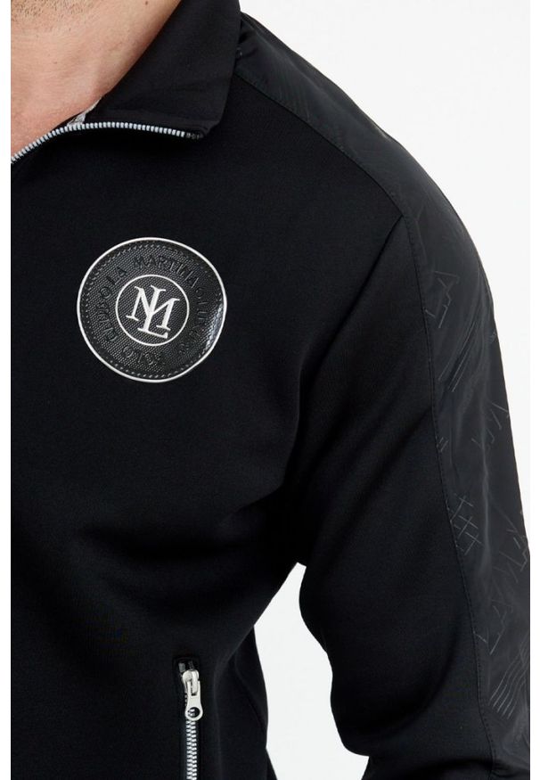 La Martina - LA MARTINA Czarna bluza męska na zamek z okrągłym logo, Rozmiar XL. Kolor: czarny