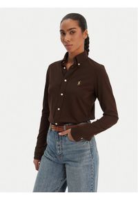 Polo Ralph Lauren Koszula 211924258501 Beżowy Slim Fit. Typ kołnierza: polo. Kolor: beżowy, brązowy. Materiał: bawełna #1