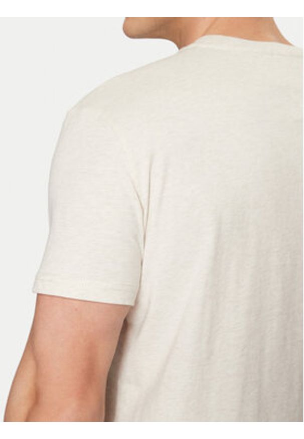 Tommy Jeans T-Shirt Linear Logo DM0DM20744 Beżowy Regular Fit. Kolor: beżowy. Materiał: bawełna