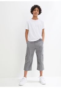 bonprix - Spodnie chłopięce 3/4 o luźnym kroju z czystej bawełny. Kolor: szary. Materiał: bawełna #2