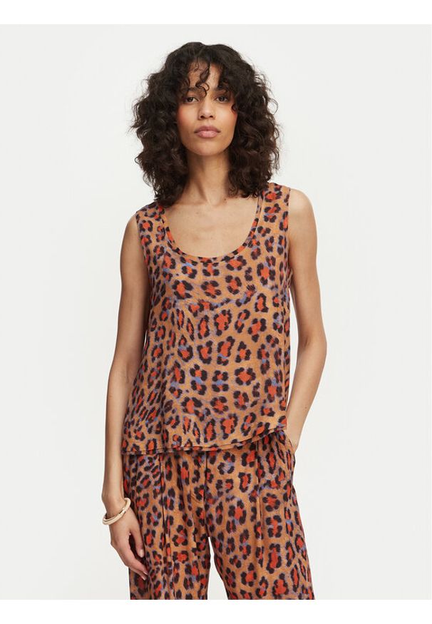 LOLA CASADEMUNT Top MS2615033 Brązowy Regular Fit. Kolor: brązowy. Materiał: wiskoza