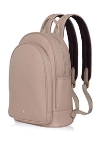 Ochnik - Skórzany plecak damski z kieszenią na laptop. Kolor: beżowy. Materiał: skóra #2