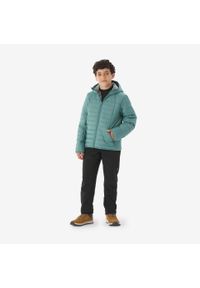 quechua - Kurtka turystyczna dla dzieci Quechua MH100. Kolor: zielony. Materiał: materiał, poliester. Sezon: lato. Styl: sportowy