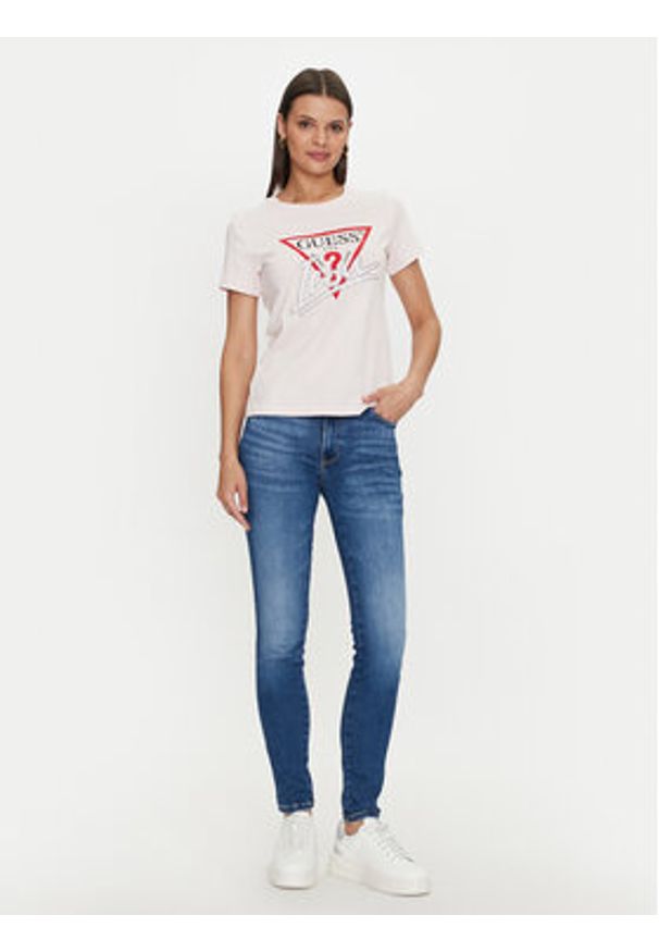 Guess T-Shirt Icon W4YI32 I3Z14 Różowy Regular Fit. Kolor: różowy. Materiał: bawełna