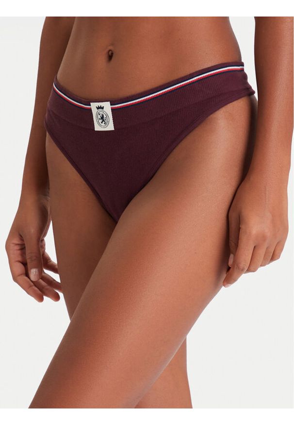 TOMMY HILFIGER - Tommy Hilfiger Stringi UW0UW06063 Bordowy. Kolor: czerwony. Materiał: bawełna