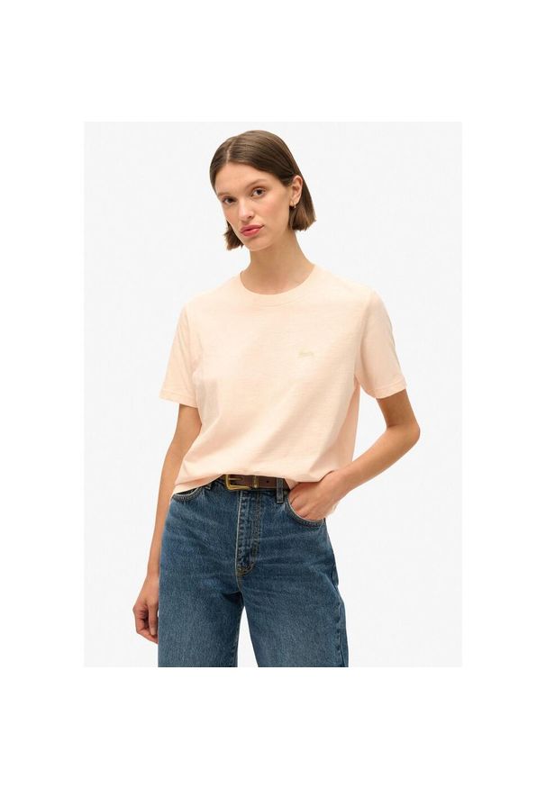 Koszulka damska Superdry Essential Logo Slub. Kolor: wielokolorowy, różowy, beżowy