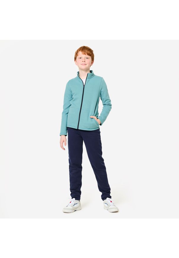 DOMYOS - Dres dziecięcy Decathlon Warmy Zip. Kolekcja: plus size. Kolor: niebieski. Materiał: bawełna, poliester, materiał