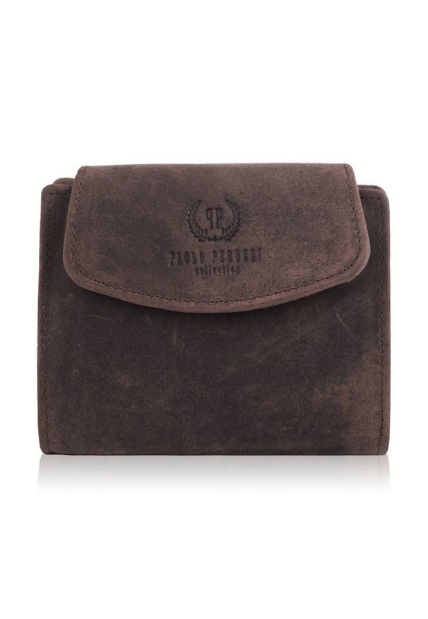 Portfel skórzany PAOLO PERUZZI RFID T-12-HBR brązowy vintage. Kolor: brązowy. Materiał: skóra