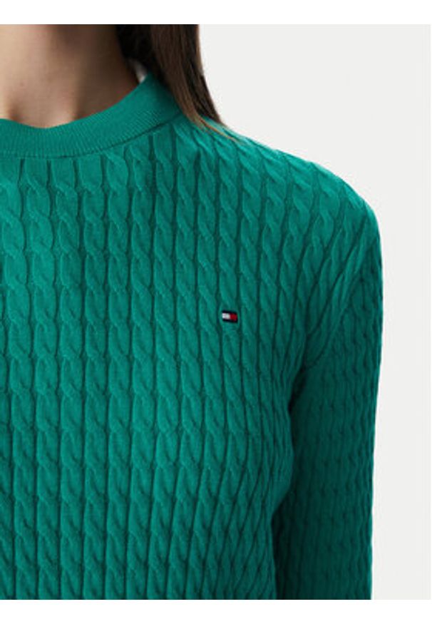 TOMMY HILFIGER - Tommy Hilfiger Sweter Fine WW0WW44993 Zielony Regular Fit. Kolor: zielony. Materiał: bawełna