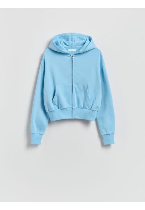 Reserved - Rozpinana bluza - jasnoniebieski. Kolor: niebieski. Materiał: dzianina, bawełna