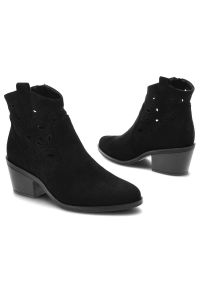 Czarne Botki S.Barski Modne Kowbojki Damskie. Kolor: czarny. Materiał: skóra ekologiczna, materiał. Szerokość cholewki: normalna. Styl: elegancki #3