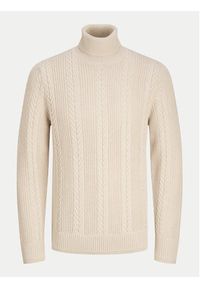 Jack & Jones Golf 12261441 Beżowy Regular Fit. Typ kołnierza: golf. Kolor: beżowy. Materiał: bawełna, syntetyk #11
