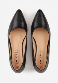 Renee - Czarne Skórzane Czółenka VICES na Słupkowym Obcasie Nerilise. Nosek buta: otwarty. Kolor: czarny. Materiał: skóra. Obcas: na obcasie. Wysokość obcasa: średni #4