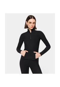 Longsleeve Carpatree prążkowany z kieszenią Onyx Flow czarny. Kolor: czarny. Materiał: prążkowany. Długość rękawa: długi rękaw. Sport: joga i pilates #1