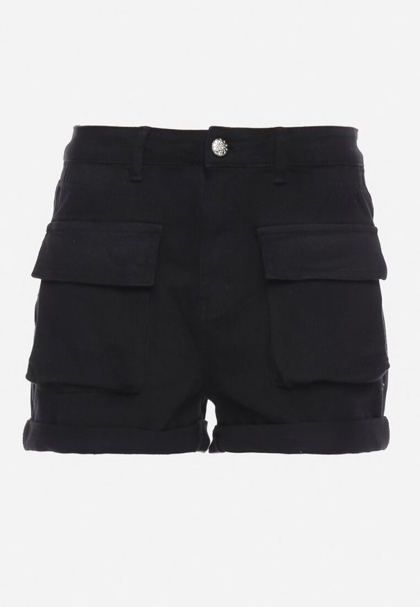 Born2be - Czarne Bawełniane Szorty Bermudy z Wysokim Stanem i Kieszeniami Zolata. Okazja: na co dzień. Stan: podwyższony. Kolor: czarny. Materiał: bawełna. Sezon: lato. Styl: elegancki, casual