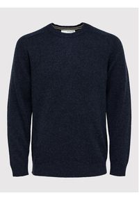 Selected Homme Sweter New Coban 16079780 Granatowy Regular Fit. Kolor: niebieski. Materiał: wełna