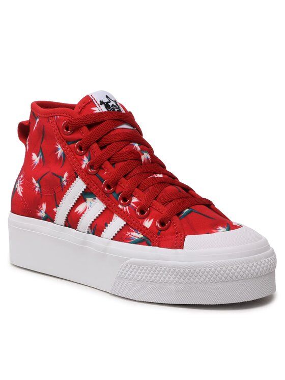 Czerwone trampki wysokie Adidas 4065427559186 - Wysokie