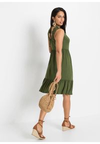 bonprix - Sukienka z dżerseju z mieszanki wiskozy. Kolor: zielony. Materiał: jersey, wiskoza, koronka. Wzór: koronka. Sezon: lato. Typ sukienki: kopertowe #2