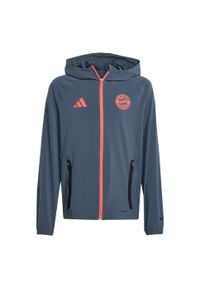 Adidas - Kurtka dla dzieci FC Bayern Tiro 25 Competition Vis Tech Travel. Kolor: szary, pomarańczowy, wielokolorowy. Materiał: dresówka. Styl: młodzieżowy, sportowy