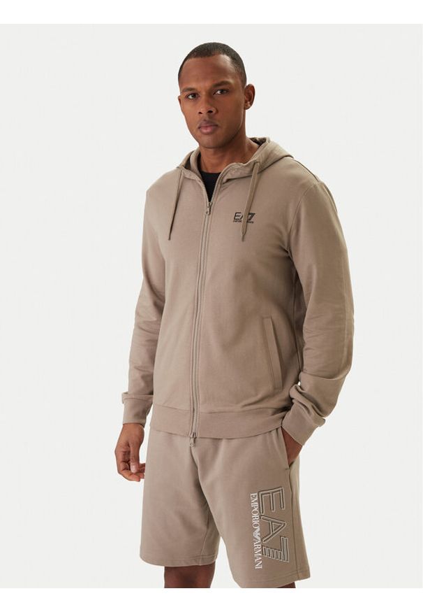 EA7 Emporio Armani Bluza 8NPM33 PJVRZ Beżowy Regular Fit. Kolor: beżowy. Materiał: bawełna