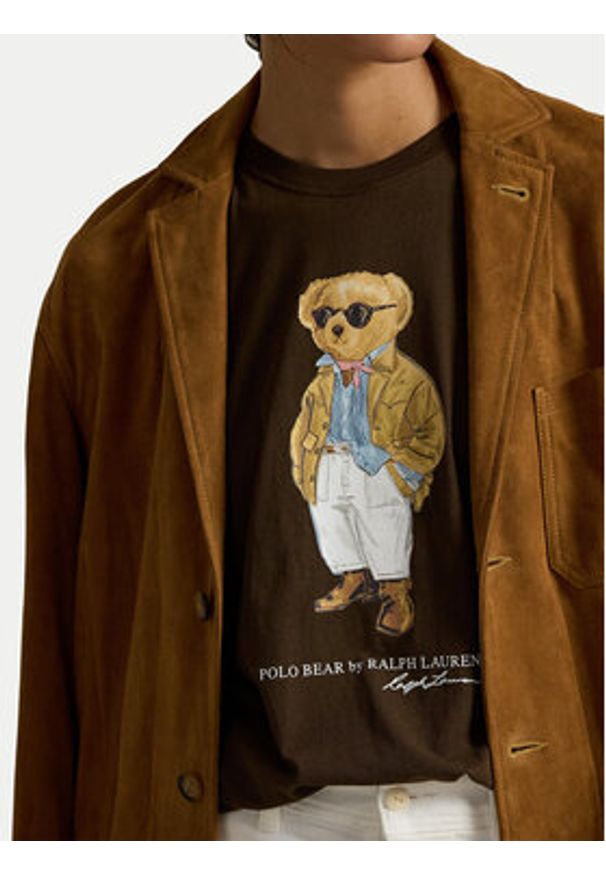 Polo Ralph Lauren T-Shirt 211A96599001 Brązowy Relaxed Fit. Typ kołnierza: polo. Kolor: brązowy. Materiał: bawełna