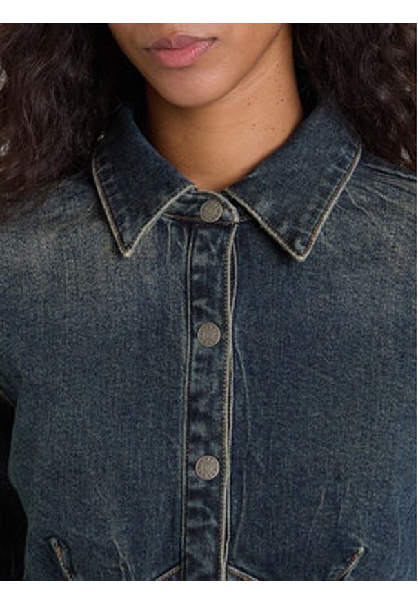 Guess Jeans Koszula jeansowa W5BH47 D4ON3 Granatowy Regular Fit. Kolor: niebieski. Materiał: bawełna