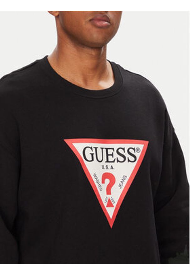 Guess Jeans Bluza M4YQ21 K9V31 Czarny Oversize. Kolor: czarny. Materiał: bawełna