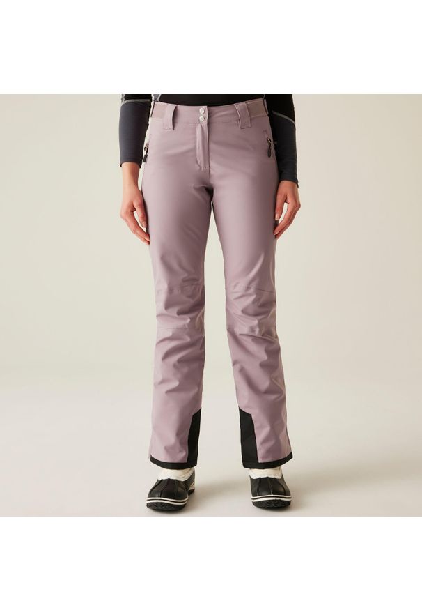 DARE 2B - Damskie wodoodporne izolowane spodnie narciarskie Shrink. Kolor: fioletowy, wielokolorowy, różowy. Sezon: zima. Sport: narciarstwo