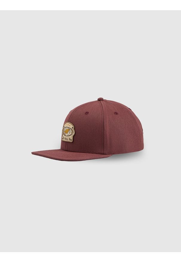 4f - 4F Czapka z daszkiem strapback męska - burgundowa L/XL (60cm). Kolor: czerwony. Wzór: aplikacja. Styl: casual, sportowy
