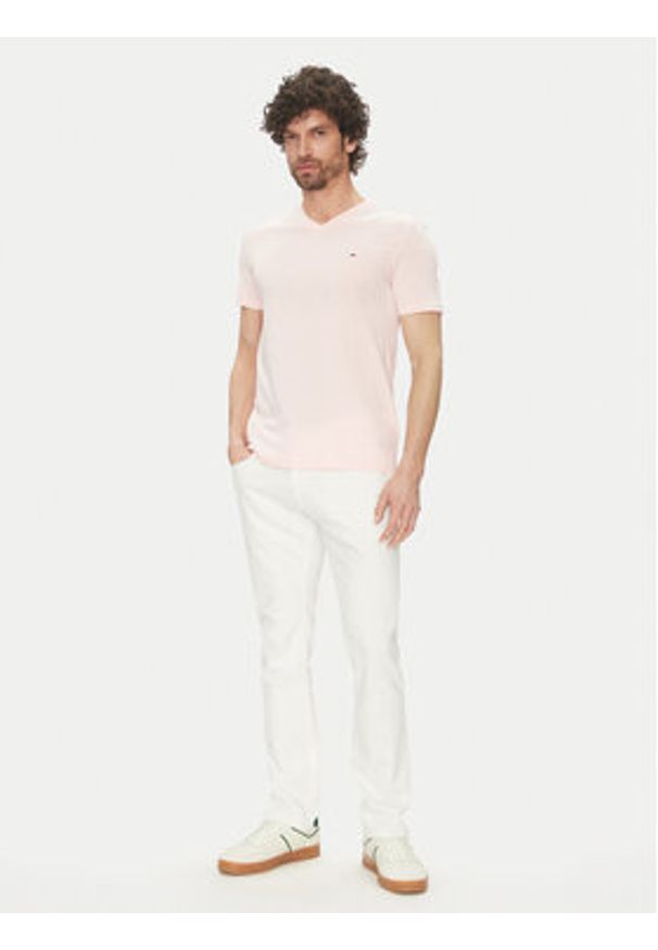 Tommy Jeans T-Shirt Jaspe DM0DM20364 Różowy Slim Fit. Kolor: różowy. Materiał: syntetyk, bawełna